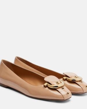 Ferragamo Ballerinas Oxide Aus Lackleder - Braun