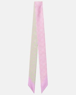 Gucci Gg Silk Twill Scarf - Pink