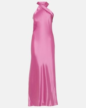 Galvan London Pandora Satin Maxi Dress - Pink