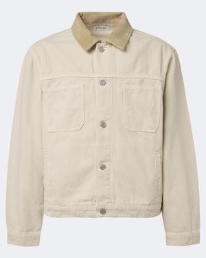 FRAME Suede-Trimmed Cotton Field Jacket - Natural