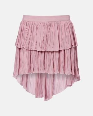 Blumarine Plisse Tiered Georgette Miniskirt - Pink