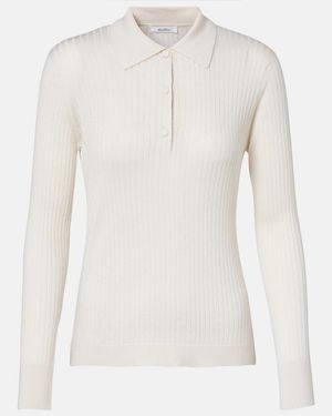 Max Mara Gitano Cashmere And Silk Polo Jumper - White