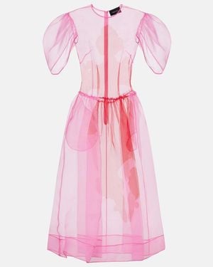 Simone Rocha Printed Organza Midi Dress - Pink