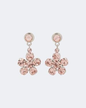 Simone Rocha Pendientes Largos Con Cristales - Blanco