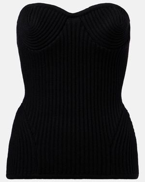Jean Paul Gaultier Ribbed-Knit Wool-Blend Corset - Black