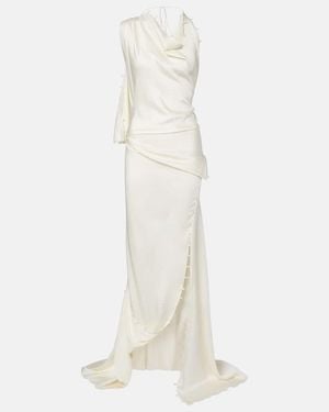 Victoria Beckham Draped Crepe Satin Gown - White