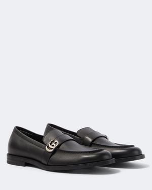 Gucci Double G Leather Loafers - Black