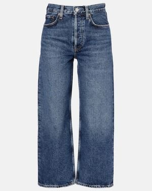 Agolde Arc Cropped Mid-Rise Wide-Leg Jeans - Blue