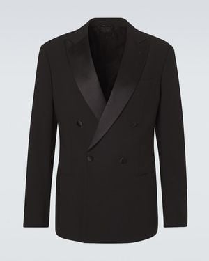 Giorgio Armani Virgin Wool Tuxedo Blazer - Black