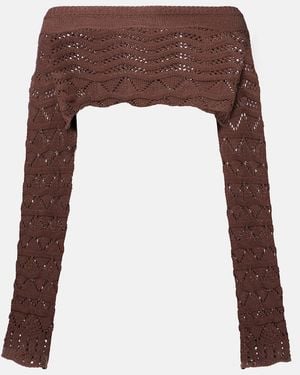 Bananhot Helena Crochet Cotton-Blend Crop Top - Brown