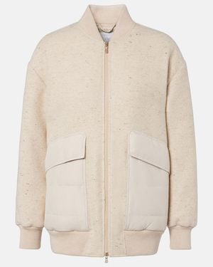 Eleventy Herringbone Wool-Blend Down Jacket - Natural