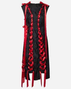 Simone Rocha Satin-Trimmed Brocade Midi Dress - Red