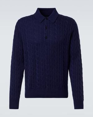 arch4 Cable-Knit Cashmere Polo Sweater - Blue