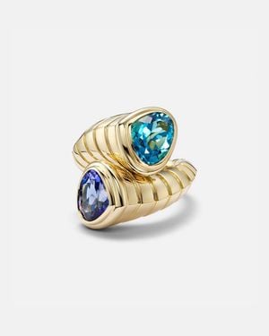 Marina B Ring Toi Et Moi Aus 18Kt Gelbgold Mit Topas Und Tansanit - Weiß