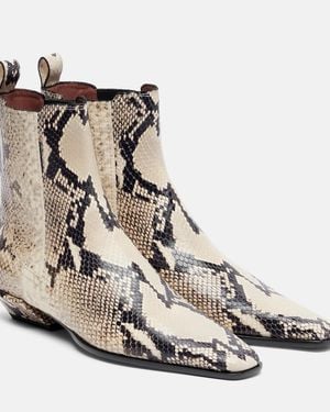 Paris Texas Bettina Snake-Print Ankle Boots - Natural