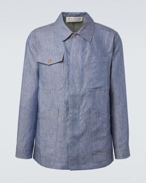 God's True Cashmere Linen Denim Jacket With Carnelian - Blue