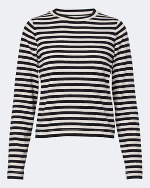 Extreme Cashmere N°451 Lisa Striped Cotton And Cashmere Top - Black