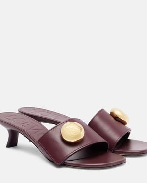 Loewe Anagram Leather Mules - Purple