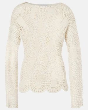 Gabriela Hearst Caps Crochet Wool And Cashmere Top - Natural