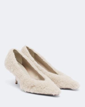 Max Mara Pumps Aus Shearling - Weiß