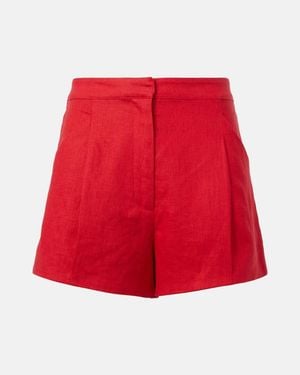 Posse Rosalie High-Rise Linen Shorts - Red
