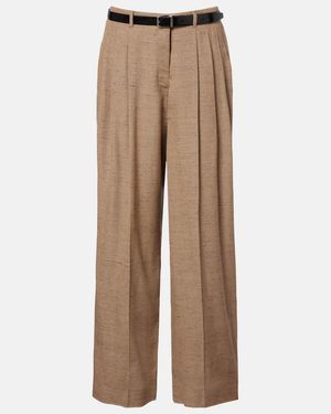 Dolce & Gabbana Pleated Belted Wide-Leg Trousers - Natural