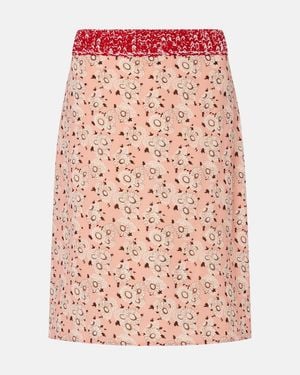 Prada Floral Silk-Blend Pencil Skirt - Pink
