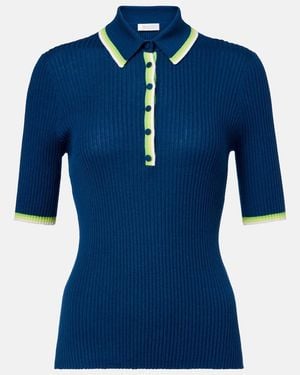 Gabriela Hearst Perro Cashmere And Silk Polo Shirt - Blue