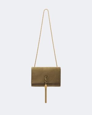 Saint Laurent Kate Small Suede Shoulder Bag - White