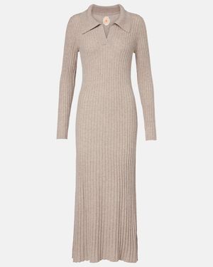 Jardin Des Orangers Knitted Cashmere Polo Dress - Natural