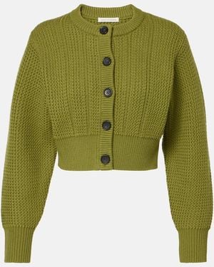 Emilia Wickstead Albert Cropped Wool Cardigan - Green