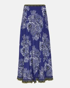 Etro Floral Silk Maxi Skirt - Blue