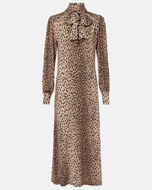 RIXO London Avalon Polka-Dot Maxi Dress - Natural