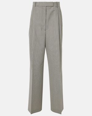 Rohe Gingham Wool-Blend Wide-Leg Pants - Gray