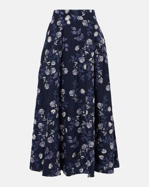 Agua Bendita Bergamot Floral Maxi Skirt - Blue
