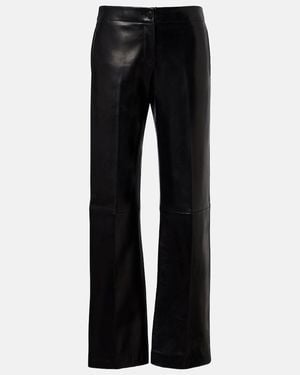 KHAITE Mita Leather Straight Trousers - Black