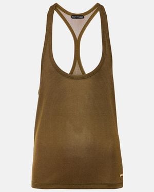 Tom Ford Ribbed-Knit Crepe Jersey Tank Top - Brown