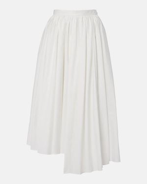Self-Portrait Cotton Poplin Midi Skirt - White
