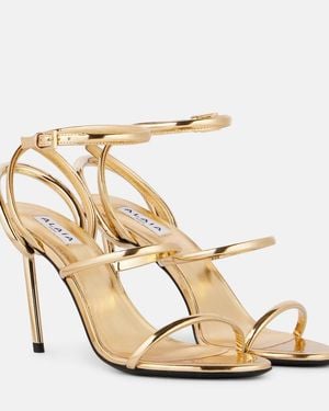Alaïa Strappy Metallic Leather Sandals