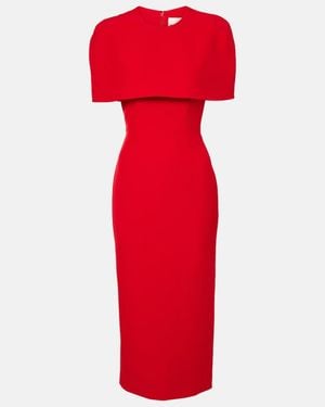Roland Mouret Caped Crepe Midi Dress - Red