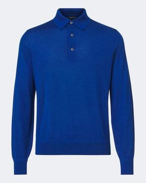 Tom Ford Cashmere And Silk Polo Jumper - Blue