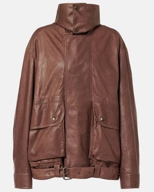 Calvin Klein Isa Leather Jacket - Brown
