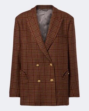 Blazé Milano Nightbreak Checked Virgin Wool Blazer - Brown
