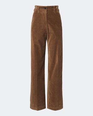 Moncler Pantalones Anchos De Pana De Algodon - Marrón