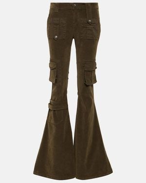 Blumarine Low-Rise Velvet Flared Cargo Pants - Brown