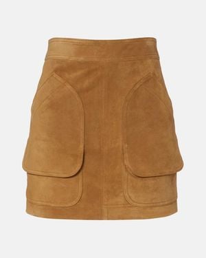 Veronica Beard Norwood Suede Miniskirt - Natural