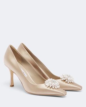 Jimmy Choo Ines Embellished Satin Court Shoes - Natural