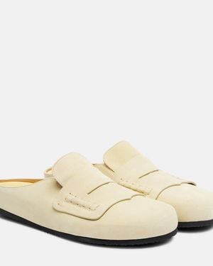 Jacquemus Slippers Mocassins Aus Veloursleder - Weiß