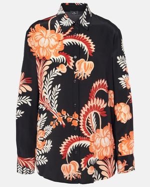Etro Printed Silk Crepe De Chine Blouse - Black