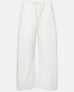 Leset Kyoto Cotton Barrel-Leg Pants - White